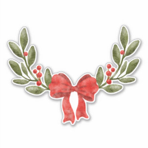 Sticker Aquarelle festive Florales décoratives de Noël