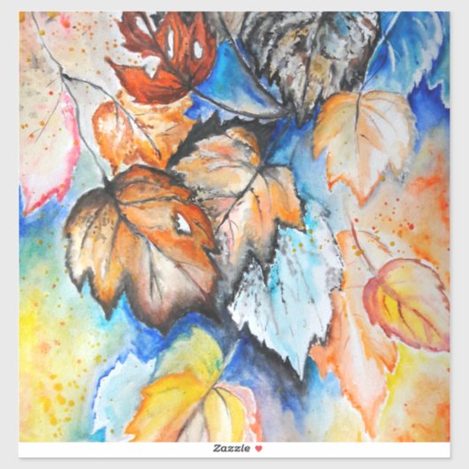 Sticker Aquarelle - Feuilles d'automne (Feuille)