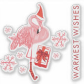 Sticker Aquarelle Flamant rose rose Plage tropicale Noël (Devant)