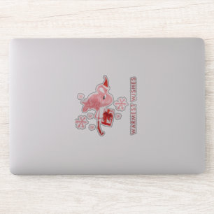 Sticker Aquarelle Flamant rose rose Plage tropicale Noël