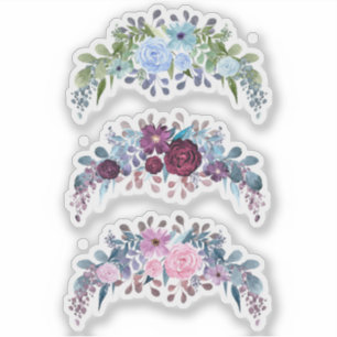 Sticker Aquarelle fleurie courroie rétro bleu vintage