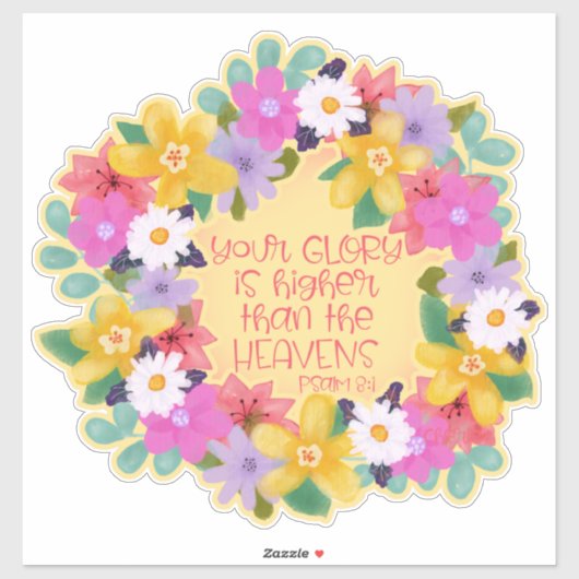 Sticker Aquarelle Fleurs couronne Citation Inspirationnell (Feuille)