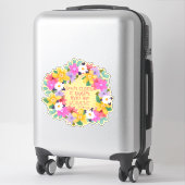 Sticker Aquarelle Fleurs couronne Citation Inspirationnell (Sur valise)