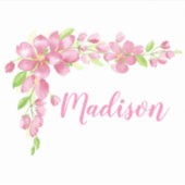 Sticker Aquarelle Fleurs de fleurs de cerisier Nom personn (Devant)