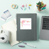 Sticker Aquarelle Fleurs de fleurs de cerisier Nom personn (Couverture iPad)