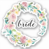 Sticker Aquarelle fleurs d'été couronne, typographie de ma (Devant)