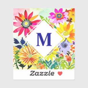 Sticker Aquarelle Fleurs Monogrammes