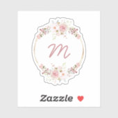 Sticker Aquarelle Florale avec Monogramme (Feuille)