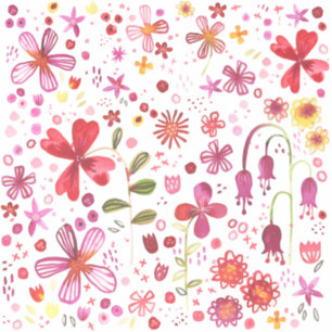 Sticker Aquarelle florale Boho colorée