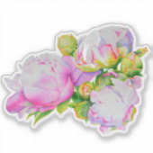 Sticker Aquarelle florale classique et élégante de pivoine (Devant)
