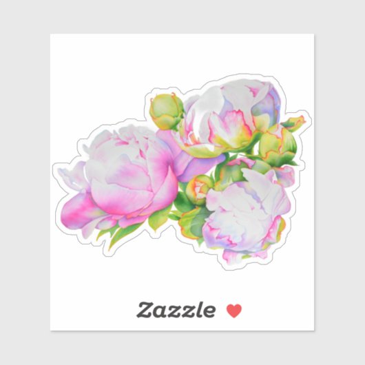 Sticker Aquarelle florale classique et élégante de pivoine (Feuille)