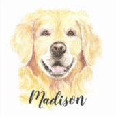 Sticker Aquarelle Golden Retriever Chien Animal Nom person (Devant)
