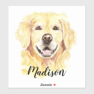 Sticker Aquarelle Golden Retriever Chien Animal Nom person