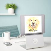 Sticker Aquarelle Golden Retriever Chien Animal Nom person (Ordinateur portable sur le bureau)