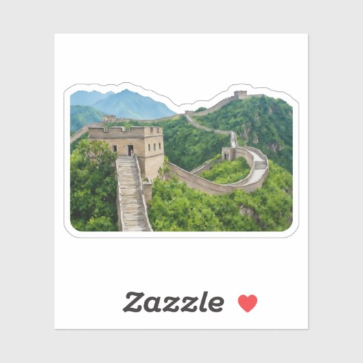 Sticker aquarelle Great Wall de Chine (Feuille)