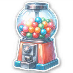 Sticker Aquarelle Gumball Machine Buble Gum