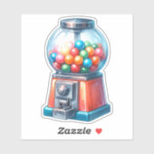 Sticker Aquarelle Gumball Machine Buble Gum (Feuille)