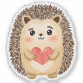 Sticker Aquarelle Hedgehog Heart (Devant)