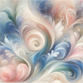 Sticker Aquarelle Imaginaire Floral Pastel Bleu & Crème (Devant)