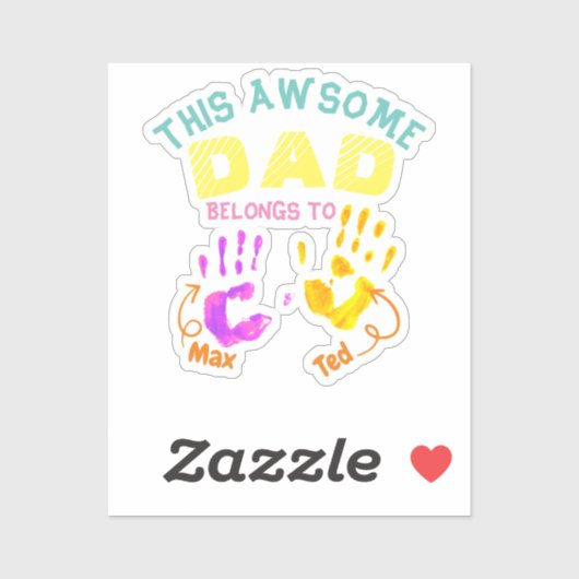 Sticker Aquarelle imprimé à la main Père Papa Fils Cadeau  (Feuille)