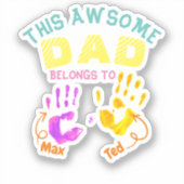 Sticker Aquarelle imprimé à la main Père Papa Fils Cadeau  (Recto)