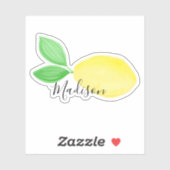 Sticker Aquarelle jaune Nom du citron (Feuille)