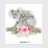 Sticker Aquarelle Koala Oears mignonne maman & bébé (Feuille)