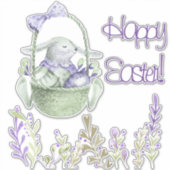 Sticker Aquarelle Lavender Lapin de Pâques Blanc ou clair (Devant)