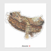 Sticker Aquarelle Léopard Chat (Feuille)