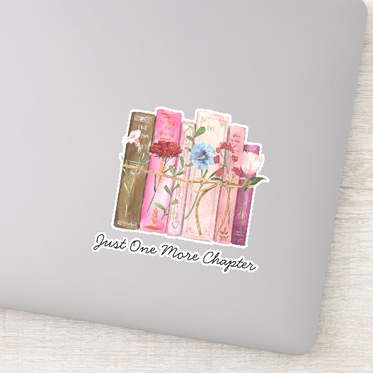 Sticker Aquarelle Livre Fleur rose violet citation de lect (Détail)