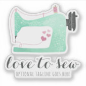 Sticker Aquarelle Machine à coudre Shabby Chic Nom Logo (Devant)