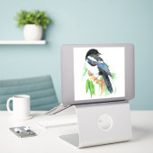 Sticker Aquarelle Magpie Jardin Oiseau Nature Art (Ordinateur portable sur le bureau)