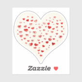 Sticker Aquarelle mignonne Coeurs rouges (Feuille)