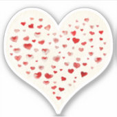 Sticker Aquarelle mignonne Coeurs rouges (Devant)