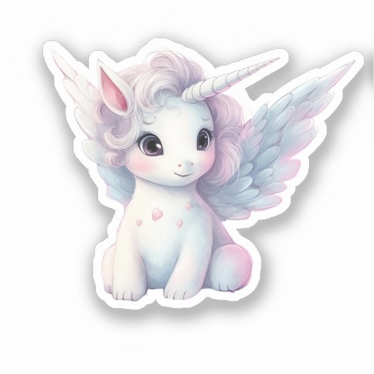Sticker aquarelle mignonne licorne (Recto)