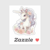 Sticker aquarelle mignonne licorne (Feuille)