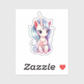 Sticker aquarelle mignonne licorne (Feuille)