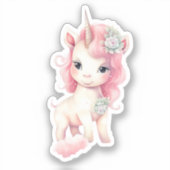 Sticker aquarelle mignonne licorne (Recto)