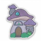 Sticker Aquarelle mignonne pourpre Gnome Maison de champig (Devant)