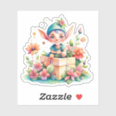 Sticker Aquarelle mignonne Whimsical Elf de Noël (Feuille)
