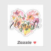 Sticker Aquarelle moderne élégant Floral Monogramme noir (Feuille)