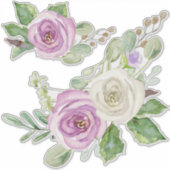 Sticker Aquarelle moderne Elégante violet Rose blanche Flo (Devant)