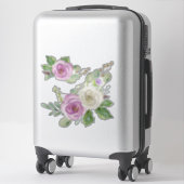 Sticker Aquarelle moderne Elégante violet Rose blanche Flo (Sur valise)