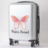 Sticker Aquarelle moderne papillon rose orange (Sur valise)