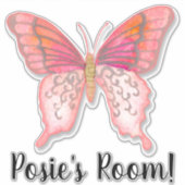 Sticker Aquarelle moderne papillon rose orange (Devant)