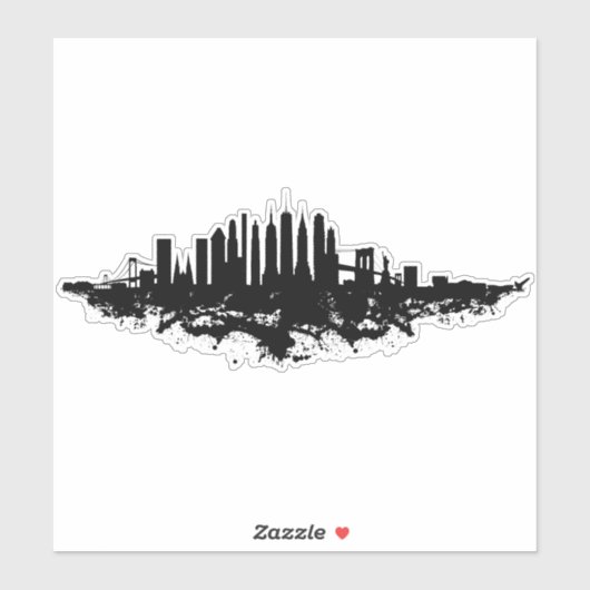 Sticker Aquarelle New York Skyline noir et blanc (Feuille)