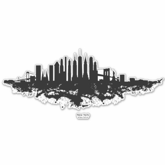 Sticker Aquarelle New York Skyline noir et blanc (Devant)