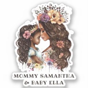 Sticker Aquarelle Noire Maman et fille (2)