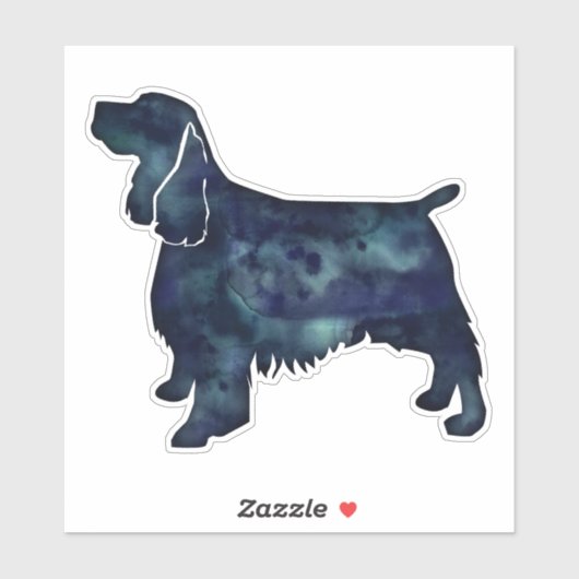 Sticker Aquarelle noire Springer Spaniel Silhouette (Feuille)