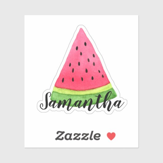 Sticker Aquarelle Nom de tranche de pastèque (Feuille)